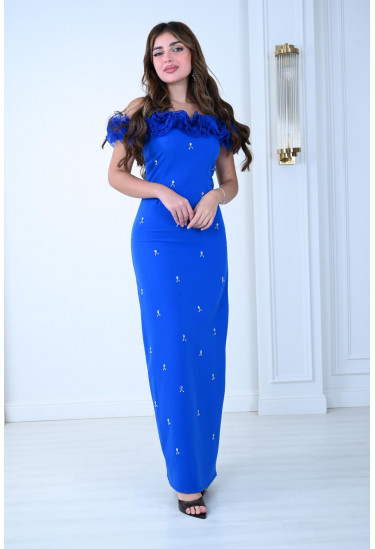 فستان أنيق مزين بكشكشة فاخرة