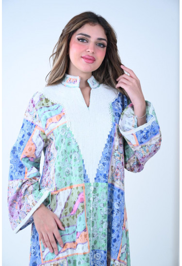 جلابية قطنية أنيقة بألوان الباستيل