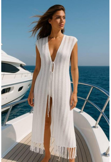 كارديجان كروشيه  بخطوط طولية لطله صيفيه مميزه