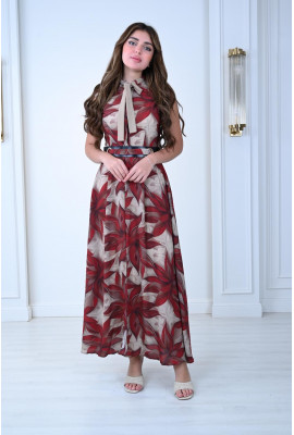 فستان زهري بطابع خريفي انيق