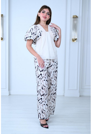 طقم صيفي أنيق بنقشة فنية وعصرية