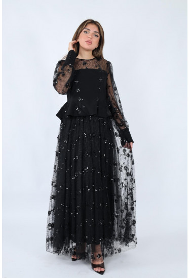 فستان سهرة أسود راقي فستان سهرة أسود راقي