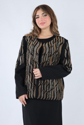 طقم سهرة مع جاكيت مطرز بتفاصيل لامعه