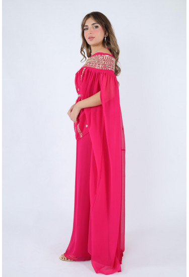 قفطان فاخر بتطريز مرايا وأكمام كاب