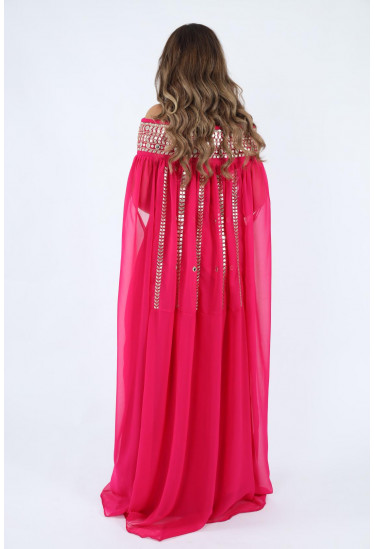 قفطان فاخر بتطريز مرايا وأكمام كاب