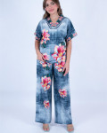 طقم نسائي كاجوال واسع بطبعة زهور استوائية
