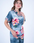 طقم نسائي كاجوال واسع بطبعة زهور استوائية