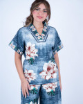 طقم نسائي كاجوال واسع بطبعة زهور استوائية
