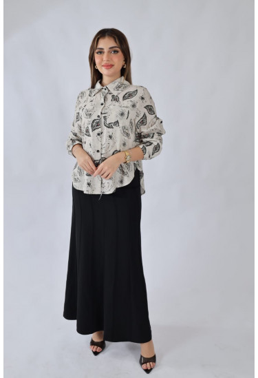 تنورة طويلة بليسيه بخطوط طولية