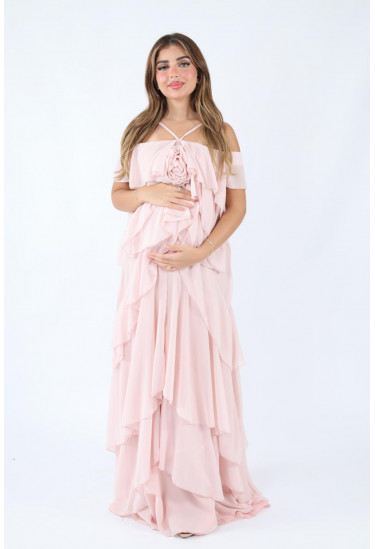 فستان ناعم بطبقات كشكش أنيقة