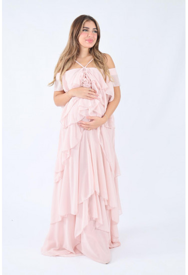 فستان ناعم بطبقات كشكش أنيقة