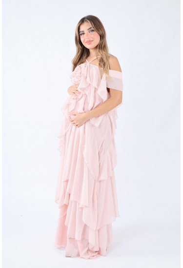 فستان ناعم بطبقات كشكش أنيقة