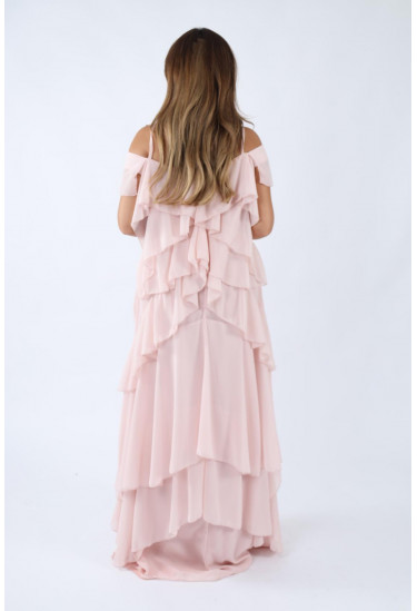 فستان ناعم بطبقات كشكش أنيقة