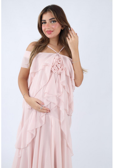 فستان ناعم بطبقات كشكش أنيقة