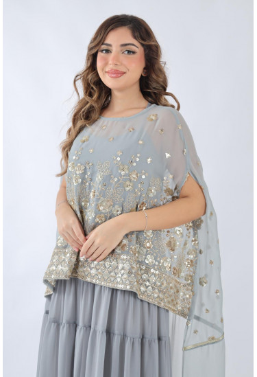 فستان سهرة مطرز بتصميم أنيق وراقي