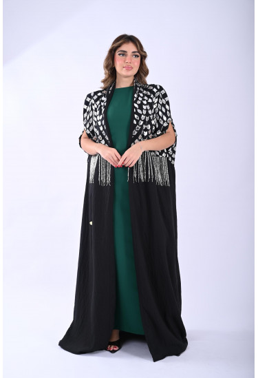 فستان سهرة طويل مع جلابية مطرزة