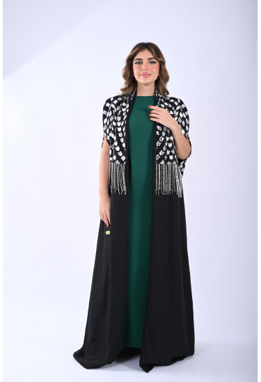 فستان سهرة طويل مع جلابية مطرزة