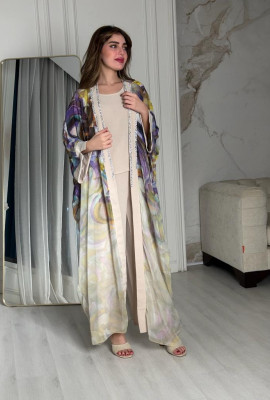 جلابيه مفتوحه بألوان متداخله