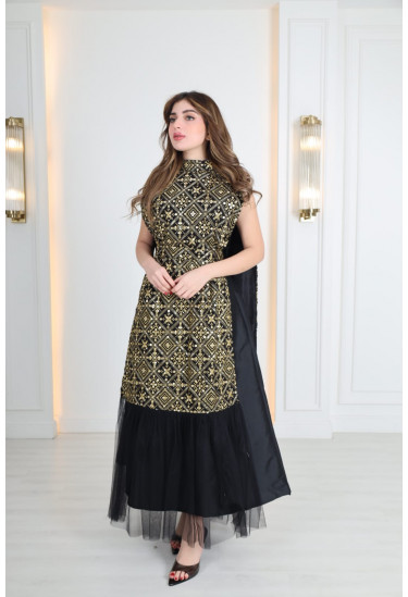 فستان نسائي بكيب مطرز بالترتر