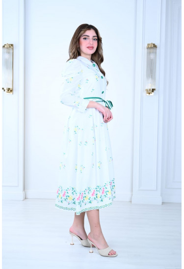  فستان أنيق بنقوش زهرية  رائعه