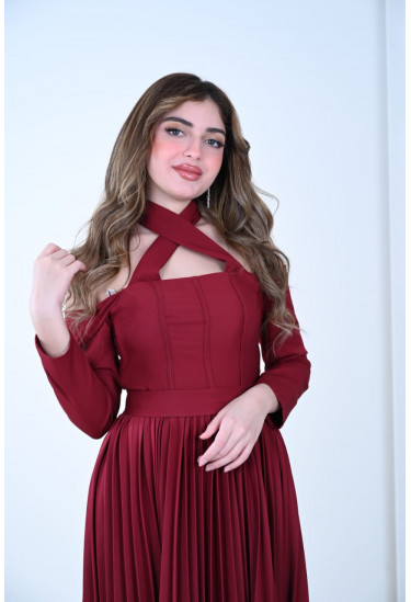 فستان أنيق بتصميم بيليسيه واسع فستان أنيق بتصميم بيليسيه واسع