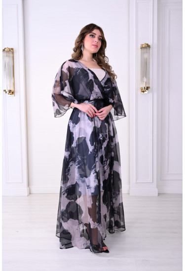 فستان نسائي بطباعات فنية و نمط لف فستان نسائي بطباعات فنية و نمط لف