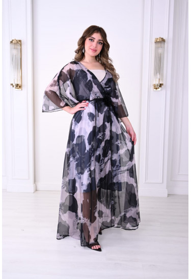 فستان نسائي بطباعات فنية و نمط لف فستان نسائي بطباعات فنية و نمط لف