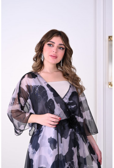 فستان نسائي بطباعات فنية و نمط لف فستان نسائي بطباعات فنية و نمط لف