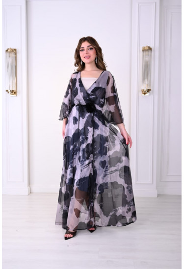 فستان نسائي بطباعات فنية و نمط لف فستان نسائي بطباعات فنية و نمط لف