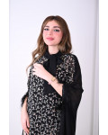 جلابية راقية بتطريز زهري مع شال شفاف أنيق جلابية راقية بتطريز زهري مع شال شفاف أنيق