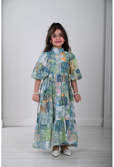 فستان بناتي بطباعات زهور ملونه رائعه مقاسات كبيرة فستان بناتي بطباعات زهور ملونه رائعه مقاسات كبيرة