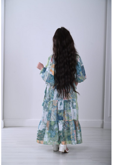 فستان بناتي بطباعات زهور ملونه رائعه مقاسات كبيرة فستان بناتي بطباعات زهور ملونه رائعه مقاسات كبيرة