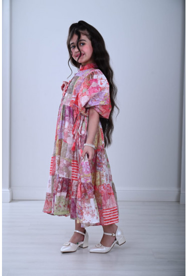 فستان بناتي بطباعات زهور ملونه رائعه مقاسات كبيرة فستان بناتي بطباعات زهور ملونه رائعه مقاسات كبيرة