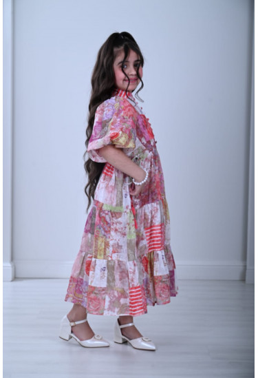 فستان بناتي بطباعات زهور ملونه رائعه مقاسات كبيرة فستان بناتي بطباعات زهور ملونه رائعه مقاسات كبيرة