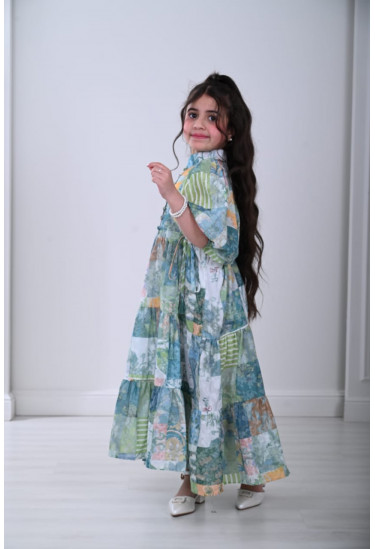 فستان بناتي بطباعات زهور ملونه رائعه مقاسات كبيرة فستان بناتي بطباعات زهور ملونه رائعه مقاسات كبيرة