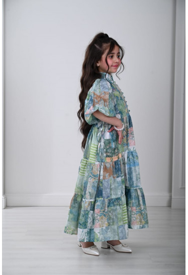 فستان بناتي بطباعات زهور ملونه رائعه مقاسات كبيرة فستان بناتي بطباعات زهور ملونه رائعه مقاسات كبيرة