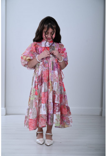 فستان بناتي بطباعات زهور ملونه رائعه مقاسات كبيرة فستان بناتي بطباعات زهور ملونه رائعه مقاسات كبيرة