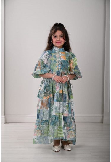 فستان بناتي بطباعات زهور ملونه رائعه مقاسات كبيرة فستان بناتي بطباعات زهور ملونه رائعه مقاسات كبيرة