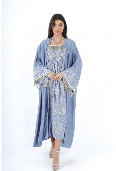 جلابية راقية بتطريز فخم ولمسات ذهبية أنيقة 