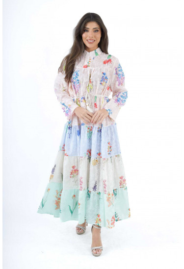 فستان ماكسي بطبقات وألوان الباستيل فستان ماكسي بطبقات وألوان الباستيل