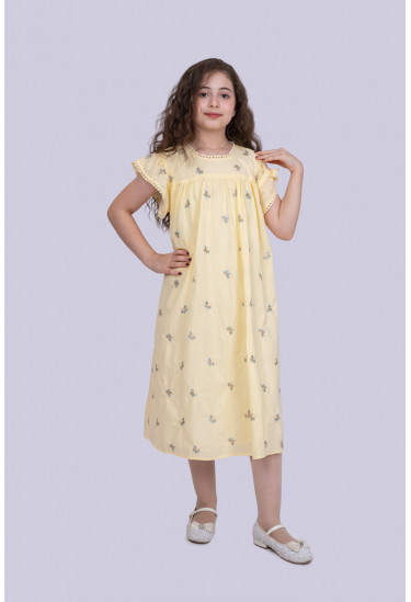 فستان بناتي بنقوش رقيقه