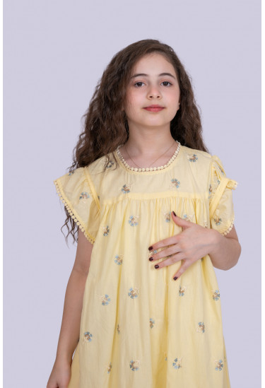 فستان بناتي بنقوش رقيقه