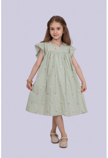 فستان بناتي بنقوش رقيقه