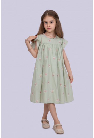 فستان بناتي بنقوش رقيقه