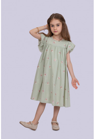 فستان بناتي بنقوش رقيقه