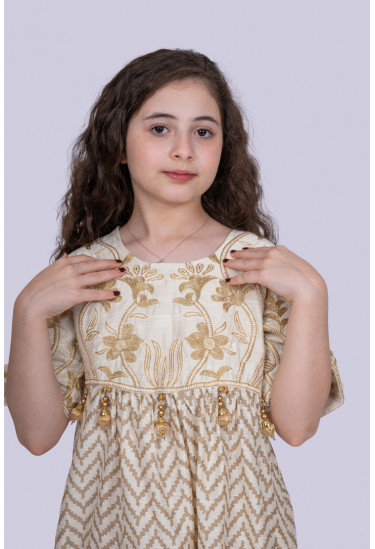 جلابية أطفالي مطرزة بنمط أدوار بكشكشة