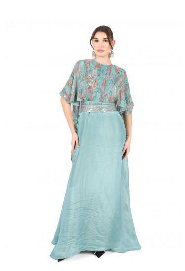 فستان سهرة بكاب مطرز