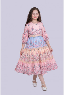 فستان بناتي بطباعات زهور ملونه رائعه