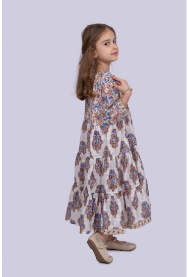 فستان بناتي طباعات زهور مقاس شبابي