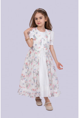 فستان بناتي بطبعات زهرية ناعمة